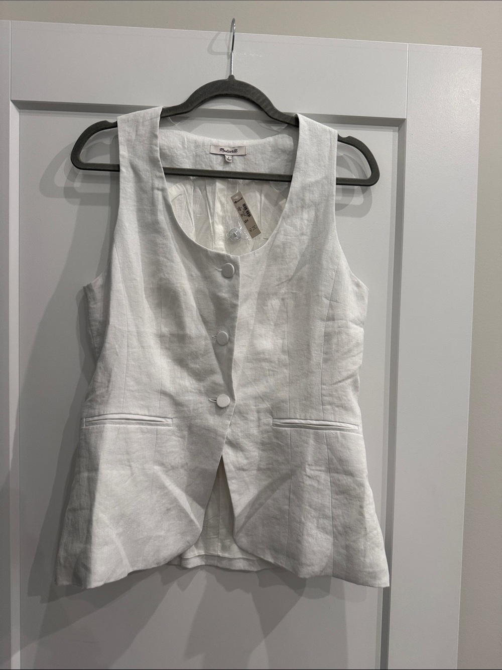 NWT Madewell Linen Scoop Neck Cutaway Vest - Picture 4 of 5